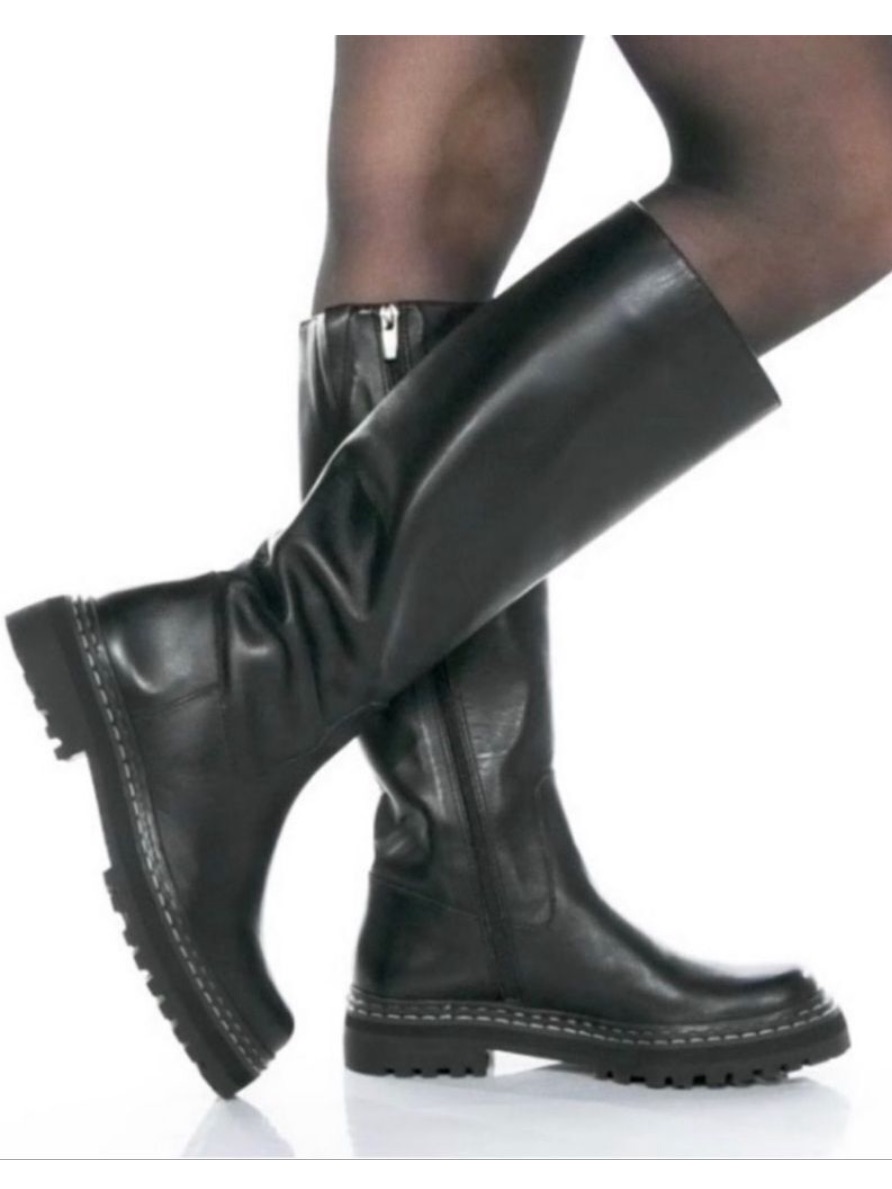 New! Vince Camuto Phrancie Lug Black Leather Tall Boot 8